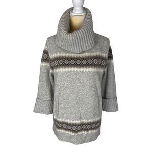 GAP Lambswool Fair Isle Turtleneck Tunic Pullover Sweater Size XS Kangaroo Pouch